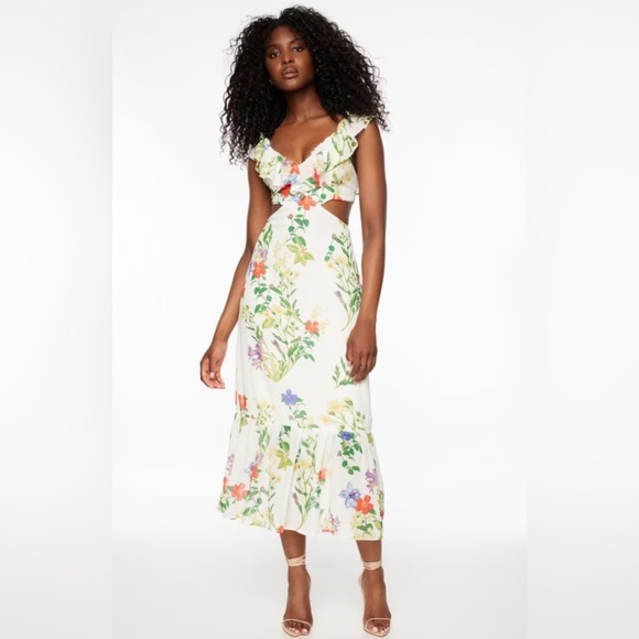 Dynamite Dresses & Skirts - Dynamite Floral Midi Dress with Ruffle Details